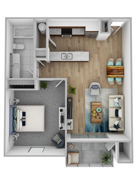 Floor plan for 1 bed, 1 bath, 650 sqft