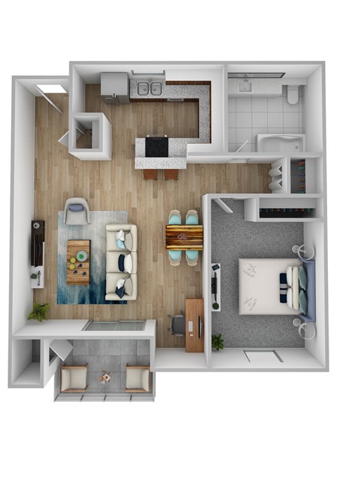 Floor plan for 1 bed, 1 bath, 780 sqft