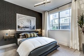 Mountain View apartment for rent - a bedroom with a bed and a window