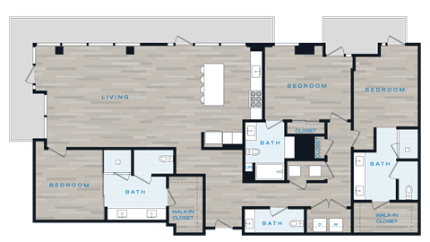 Floor plan for 3 beds, 3.5 baths, 2044 sqft