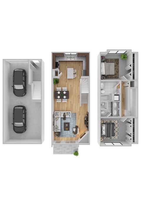 Floor plan for 2 beds, 2 baths, 1245 sqft
