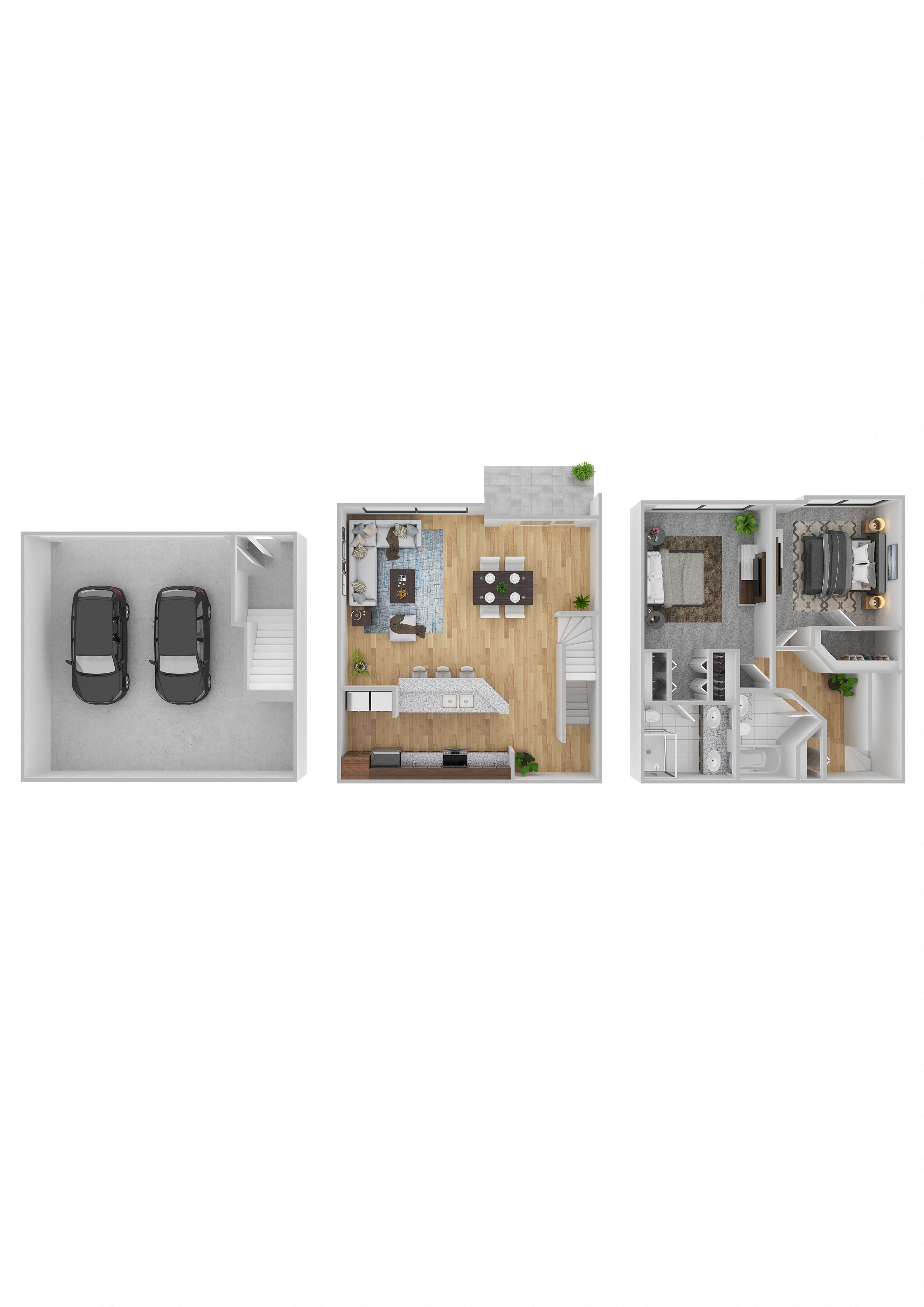 Floor plan for 2 beds, 2 baths, 1282 sqft
