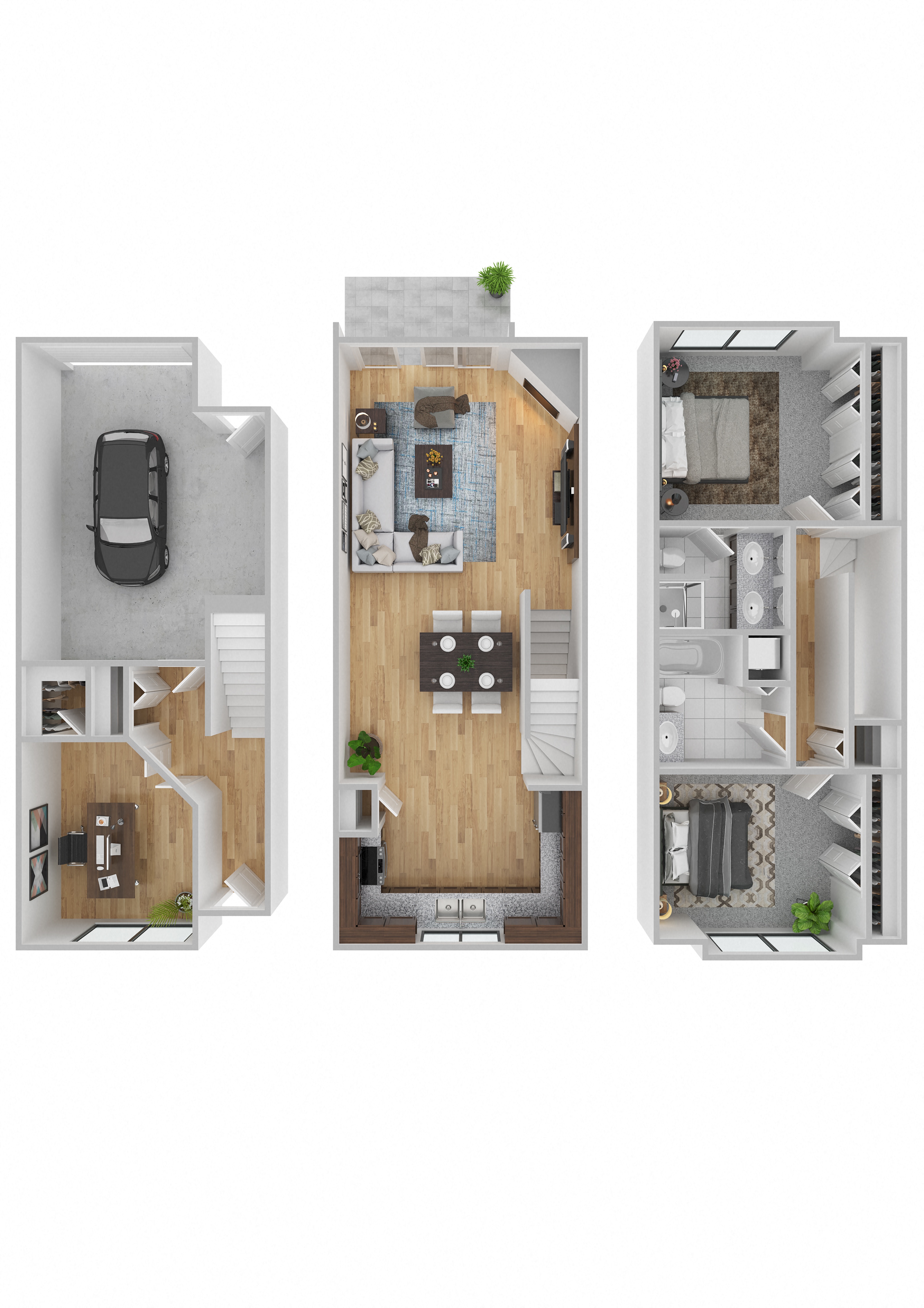 Floor plan for 2 beds, 2 baths, 1359 sqft