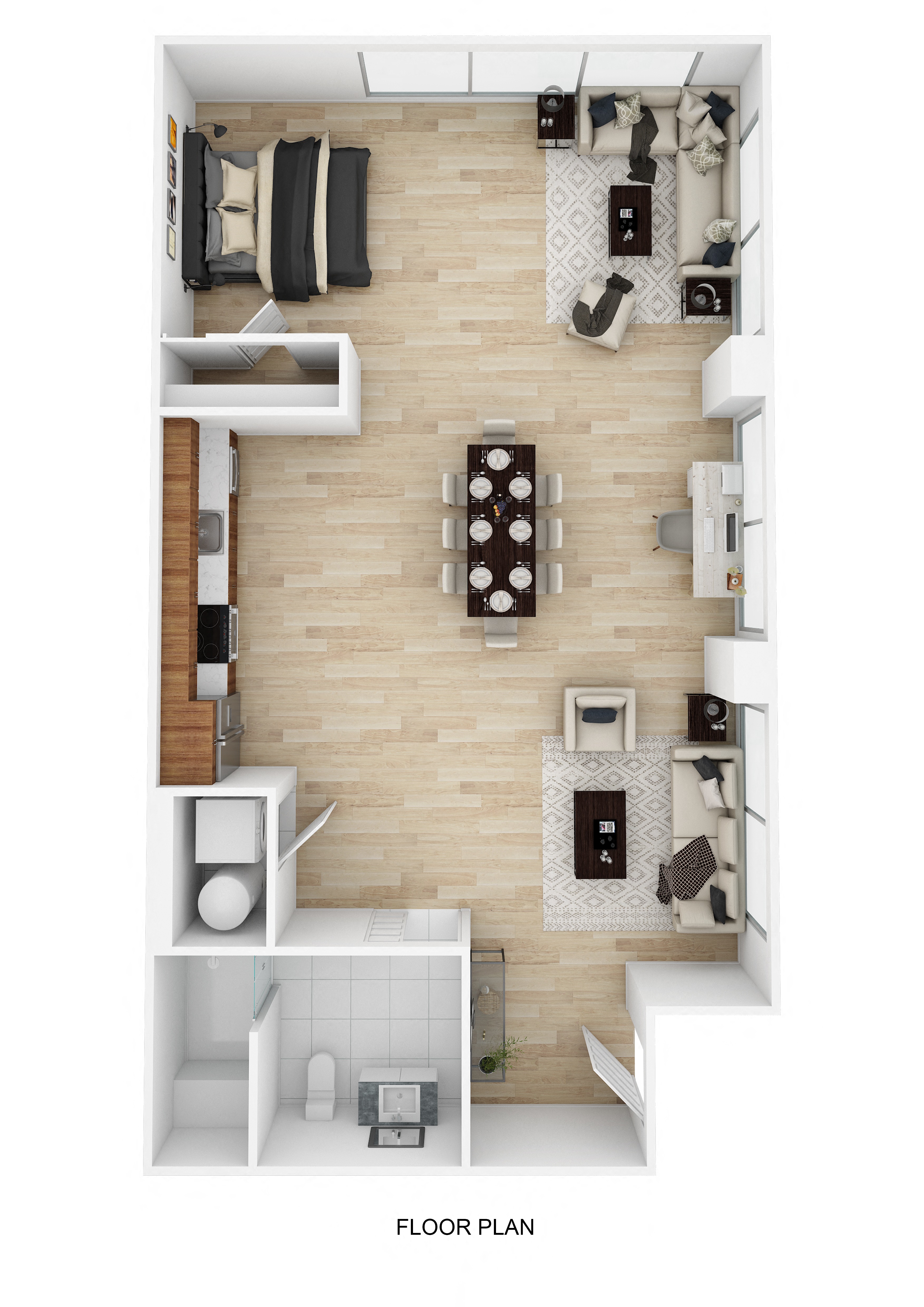 Floor plan for studio, 1 bath, 746 sqft