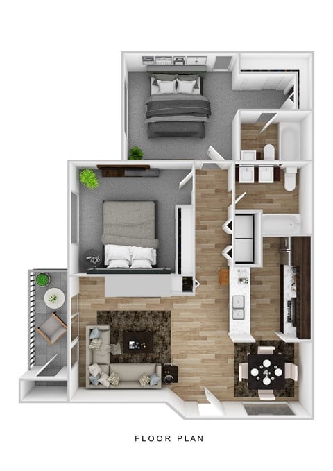 Floor plan for 2 beds, 2 baths, 915 sqft