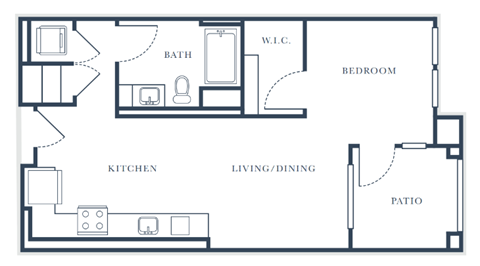 Floor plan for studio, 1 bath, 615 sqft