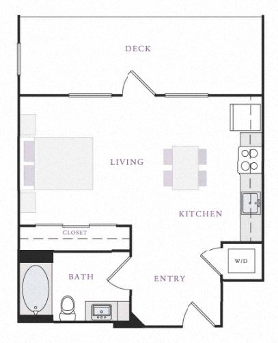 Floor plan for studio, 1 bath