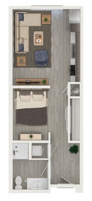 Floor plan for studio, 1 bath, 506 sqft