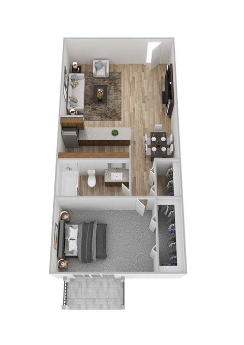 Floor plan for 1 bed, 1 bath, 560 sqft