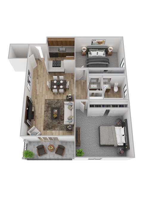 Floor plan for 2 beds, 1 bath, 900 sqft