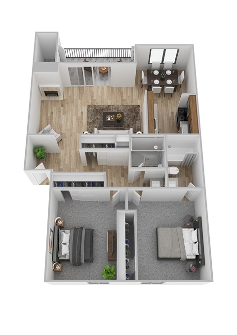 Floor plan for 2 beds, 2 baths, 1016 sqft