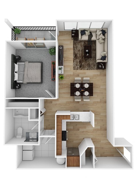 Floor plan for 1 bed, 1 bath, 790 sqft