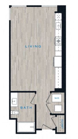 Floor plan for studio, 1 bath, 546 sqft