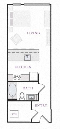 Floor plan for studio, 1 bath, 516 sqft