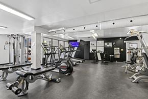 Long Beach apartment for rent - A gym with a variety of equipment including treadmills, weights, and exercise machines.