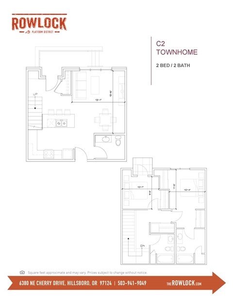 Floor plan for 2 beds, 2 baths, 1708 sqft