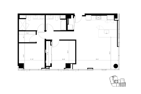 Floor plan for 2 beds, 2 baths, 1163 sqft