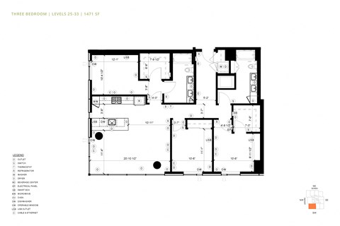 Floor plan for 3 beds, 2 baths, 1471 sqft