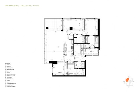 Floor plan for 3 beds, 3 baths, 2161 sqft