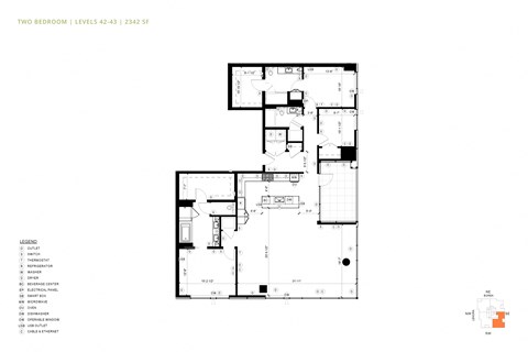 Floor plan for 3 beds, 3 baths, 2342 sqft