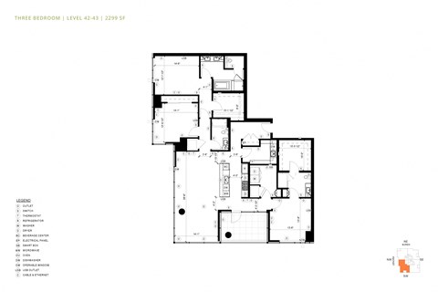 Floor plan for 3 beds, 3 baths, 2299 sqft