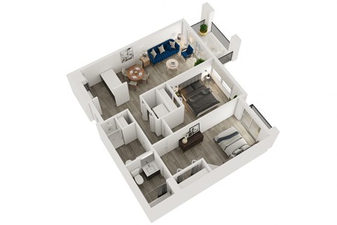 Floor plan for 2 beds, 2 baths, 846 sqft