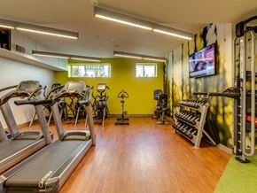 Seattle apartment for rent - A gym with treadmills, exercise bikes, and other equipment.