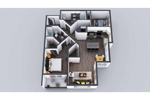 Floor plan for 2 beds, 2 baths, 1173 sqft