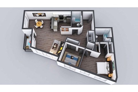 Floor plan for 2 beds, 2 baths, 1160 sqft