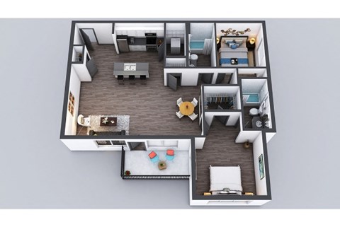 Floor plan for 2 beds, 2 baths, 1143 sqft