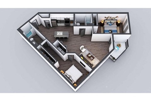 Floor plan for 2 beds, 2 baths, 1058 sqft