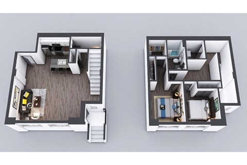 Floor plan for 2 beds, 2 baths, 1437 sqft