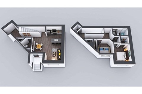Floor plan for 2 beds, 2 baths, 1278 sqft