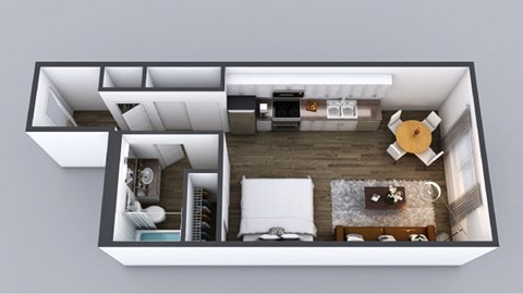Floor plan for studio, 1 bath, 518 sqft