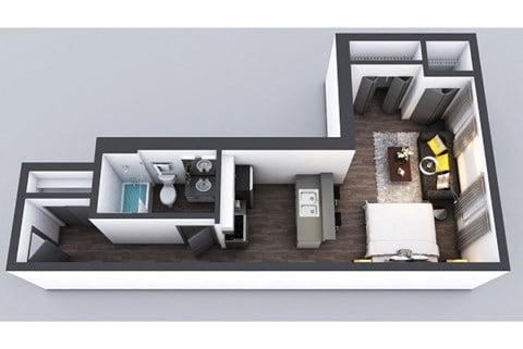 Floor plan for studio, 1 bath, 487 sqft