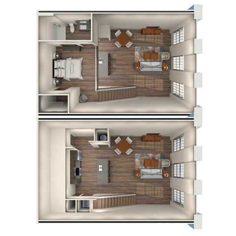 Floor plan for 1 bed, 1 bath, 1069 sqft