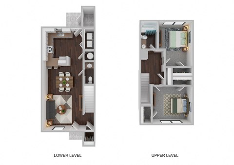 Floor plan for 2 beds, 1.5 baths, 1020 sqft