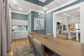 Pendleton apartment for rent - A dining room with a long table and chairs.