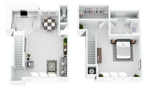 Floor plan for 1 bed, 1 bath, 1125 sqft