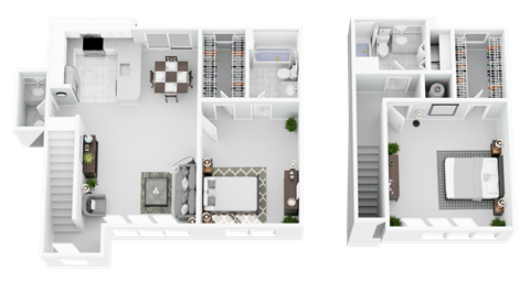 Floor plan for 2 beds, 2 baths, 1350 sqft