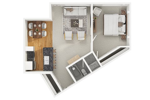 Floor plan for 1 bed, 1 bath, 620 sqft
