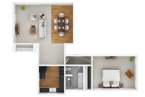 Floor plan for 1 bed, 1 bath, 860 sqft