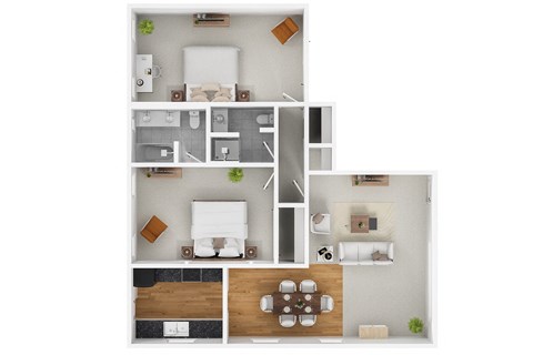 Floor plan for 2 beds, 2 baths, 1112 sqft