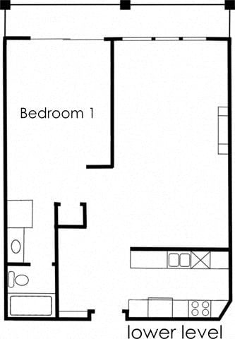 Floor plan for 2 beds, 2 baths, 1075 sqft