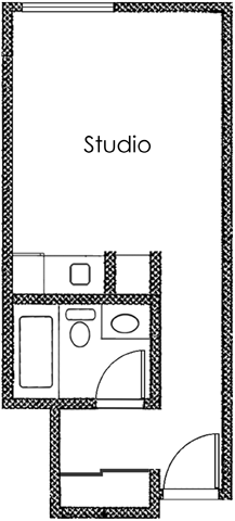 Floor plan for studio, 1 bath, 324 sqft