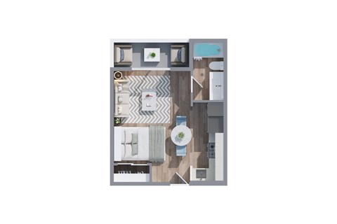Floor plan for 1 bed, 1 bath, 930 sqft