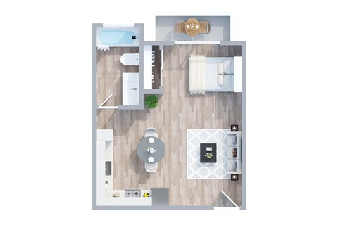 Floor plan for studio, 1 bath, 600 sqft