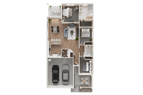 Floor plan for 3 beds, 2 baths, 1493 sqft