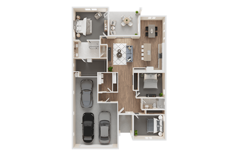 Floor plan for 3 beds, 2 baths, 1812 sqft