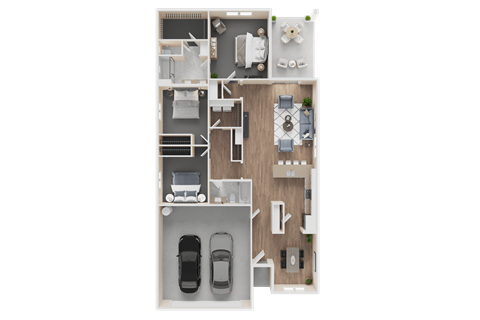 Floor plan for 3 beds, 2 baths, 1585 sqft